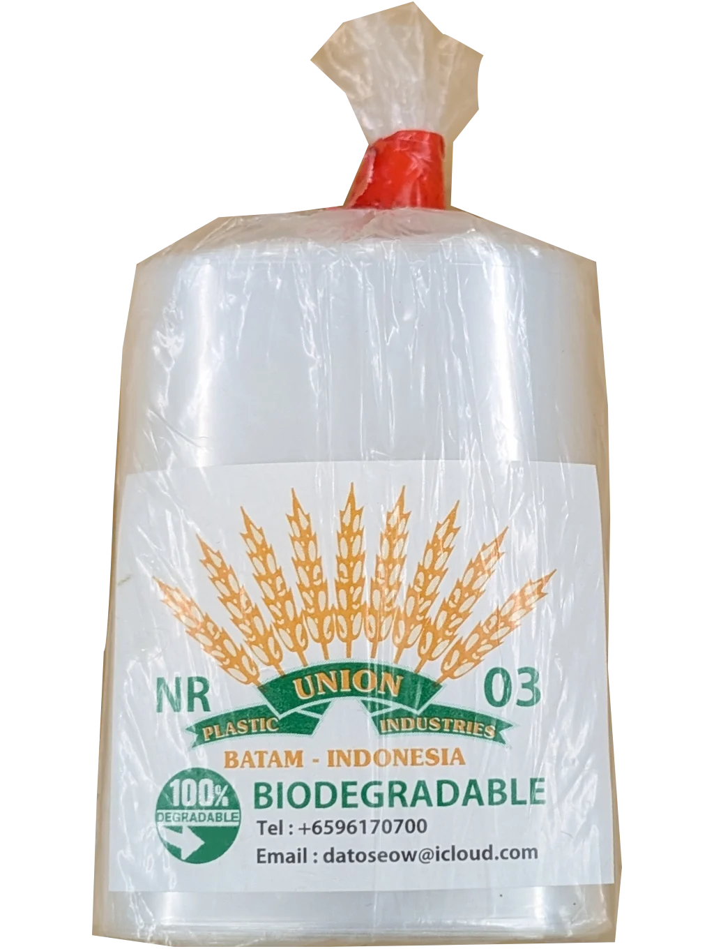 Roll of biodegradable plastic bags from Union Plastic Industries