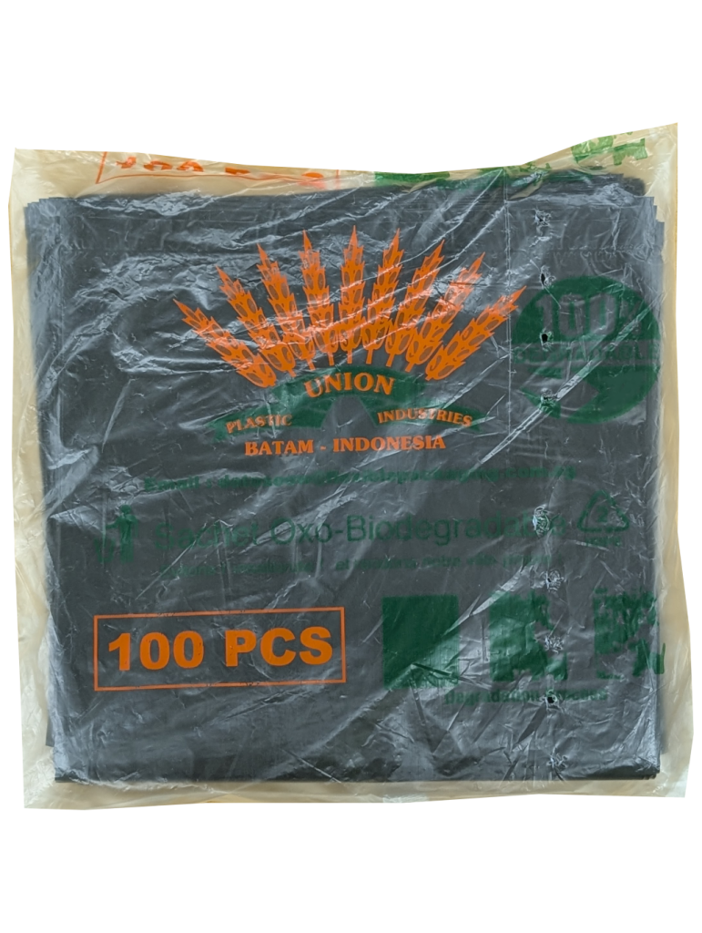 Pack of 100 black biodegradable plastic bags