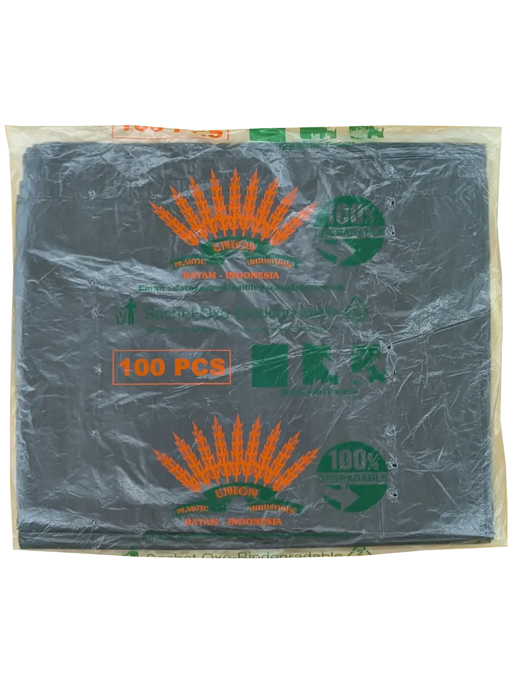 Union biodegradable black plastic bag pack of 100 pieces