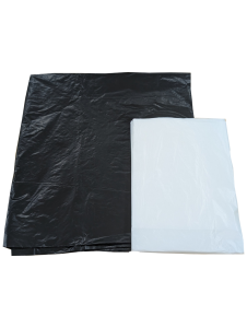 Black and white large plastic bags side by side