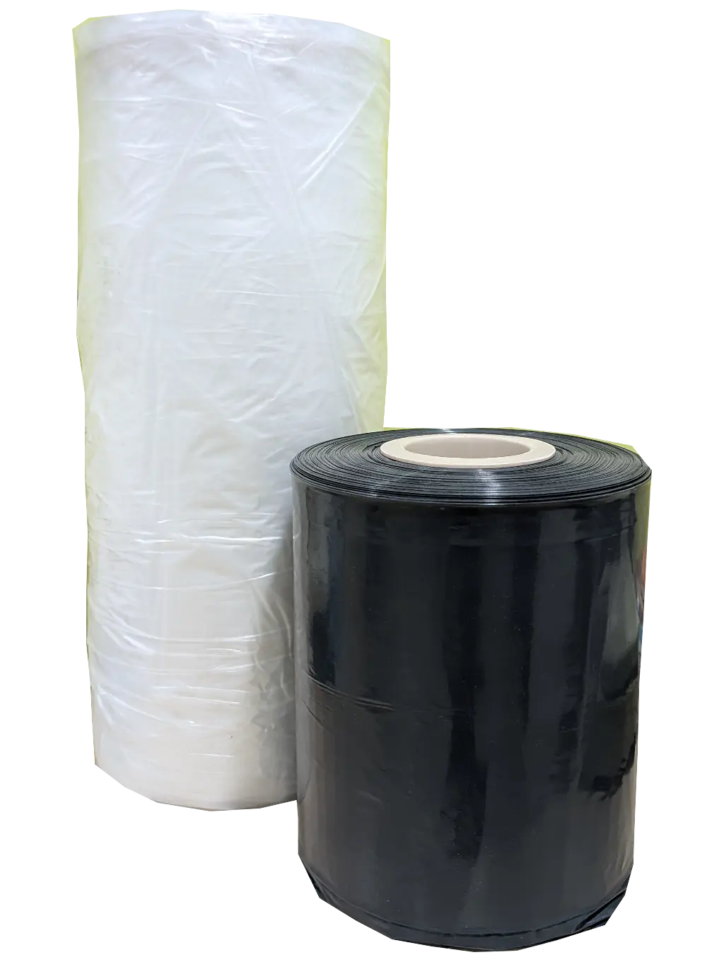 plastic film rolls in black and white